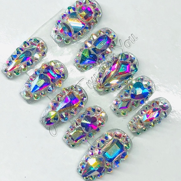 JEWELS 💎- SHORT COFFIN PRESS ON NAILS - Picture 10 of 12